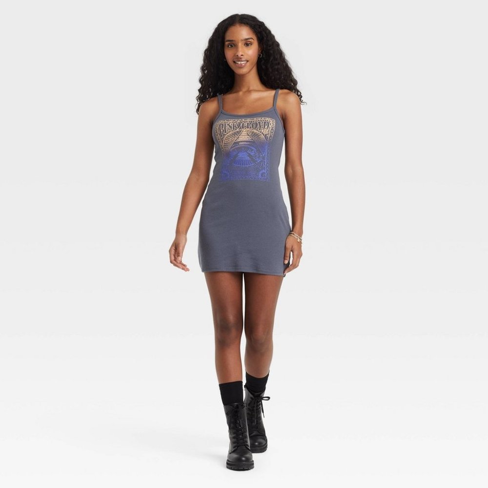 Women's Pink Floyd Sleeveless Graphic Bodycon Dress - Gray